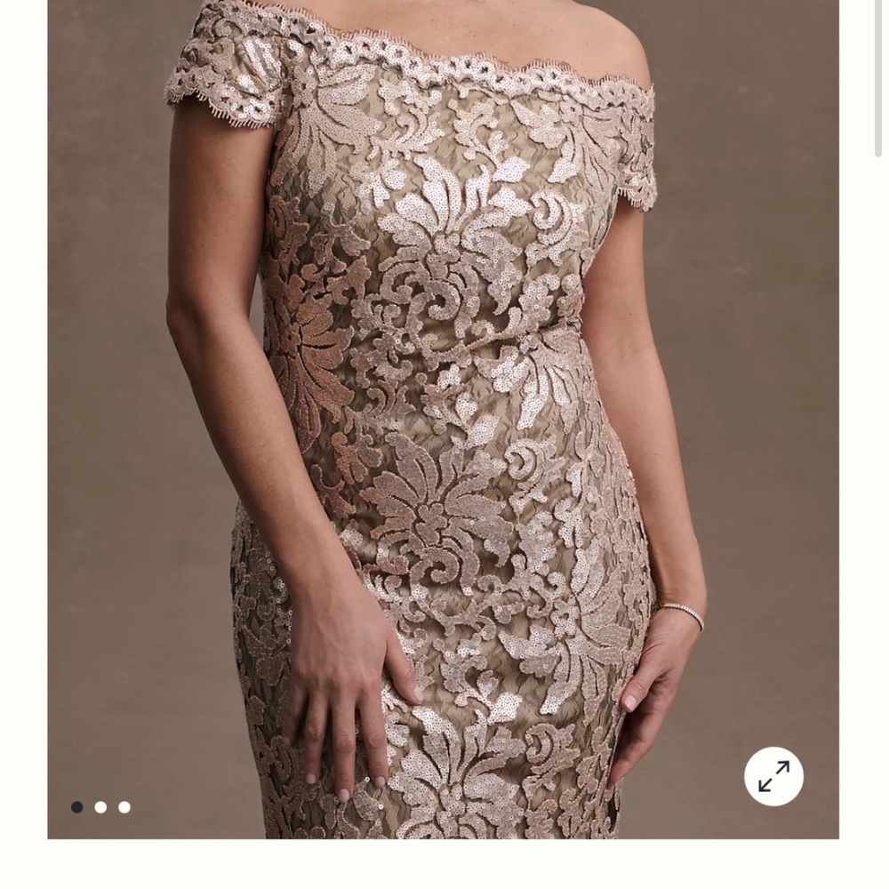 Tadashi Shoji Odette Off-Shoulder Sequin Mesh Column Gown